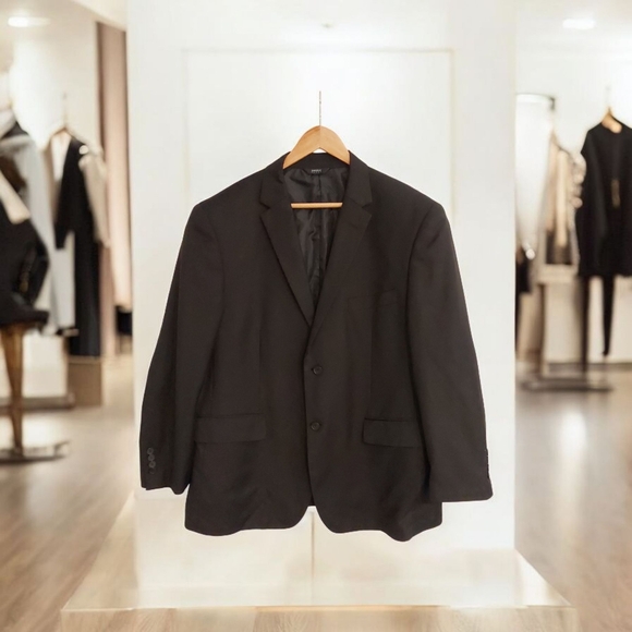 Angelo Rossi Other - ANGELO ROSSI Hand Tailored Miro Tech Mens Black Blazer Suit Jeacket Size 46 S